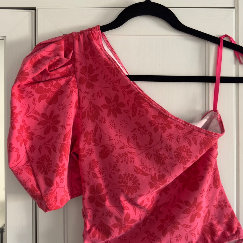 Free People Pink Floral One-Shoulder Bodysuit - Picture 10 of 10